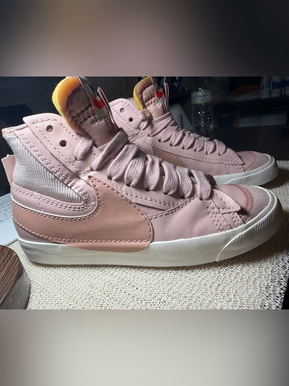 Nike Women's Pink Leather High-Top Sneakers